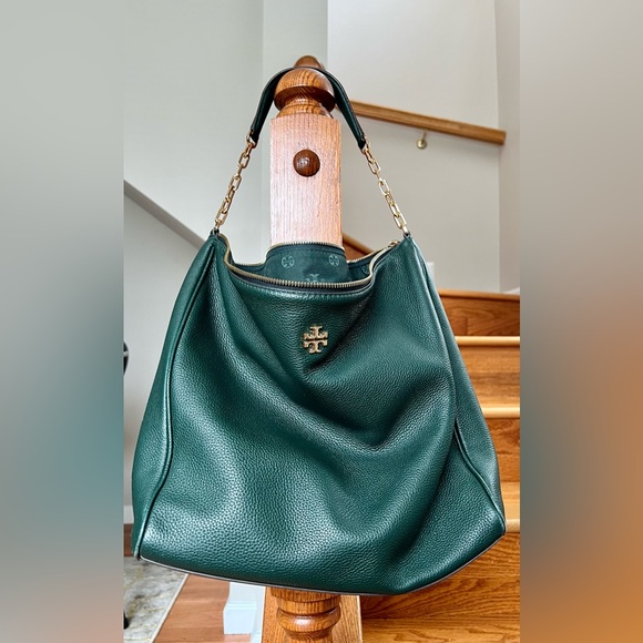 Tory Burch Handbags - Tory Burch Green Tote Bag Leather gold trim